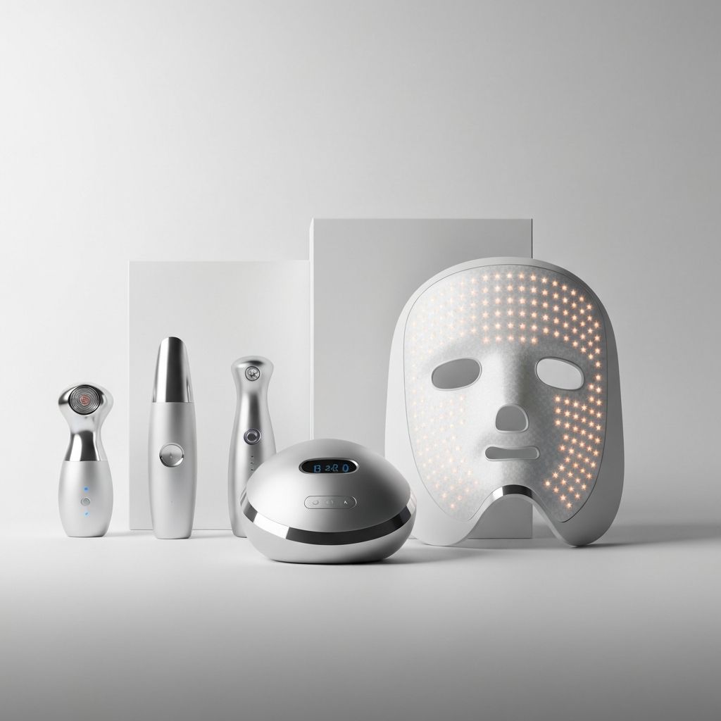 Futuristic skincare devices and LED masks